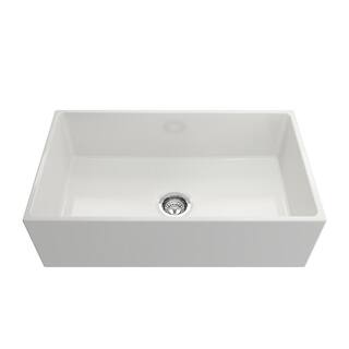 Glacier Bay White Fireclay 33 in. Single Bowl Farmhouse Apron-Front Kitchen Sink with Grid 2ACLB-52-001