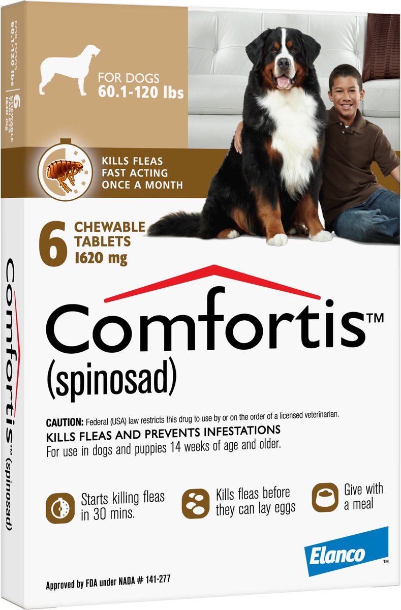 Comfortis Chewable Tablet for Dogs， 60.1-120 lbs， (Brown Box)