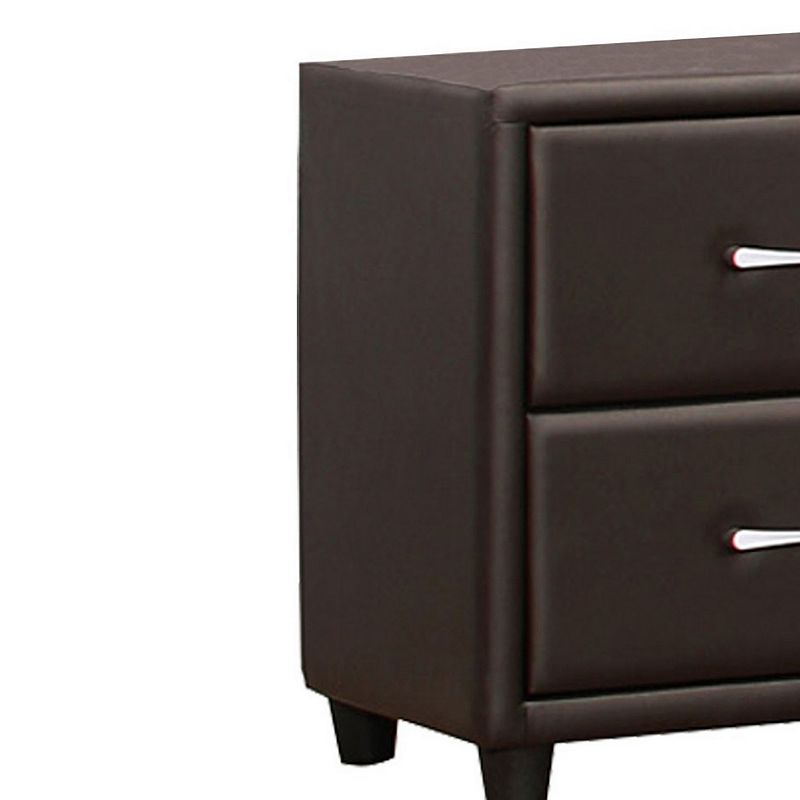 2 Drawer Night Stand In Wood And PVC， Black