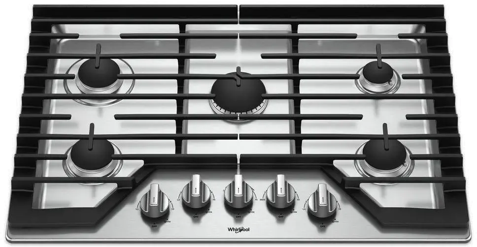 Whirlpool 30 Inch Gas Cooktop with Griddle - Stainless Steel