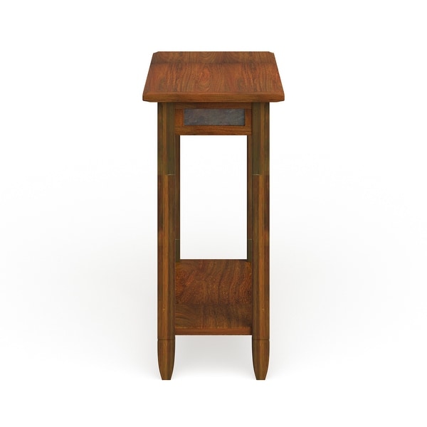 Copper Grove Ixia Rustic Oak and Slate Tile Chairside Table