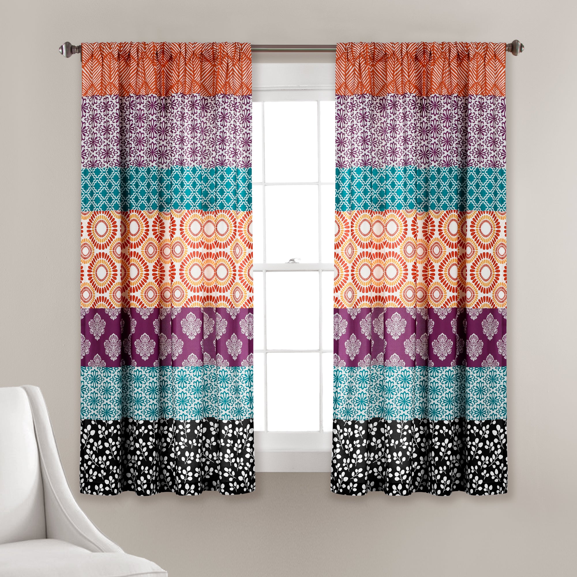 Bohemian Stripe Window Curtain Panel Set