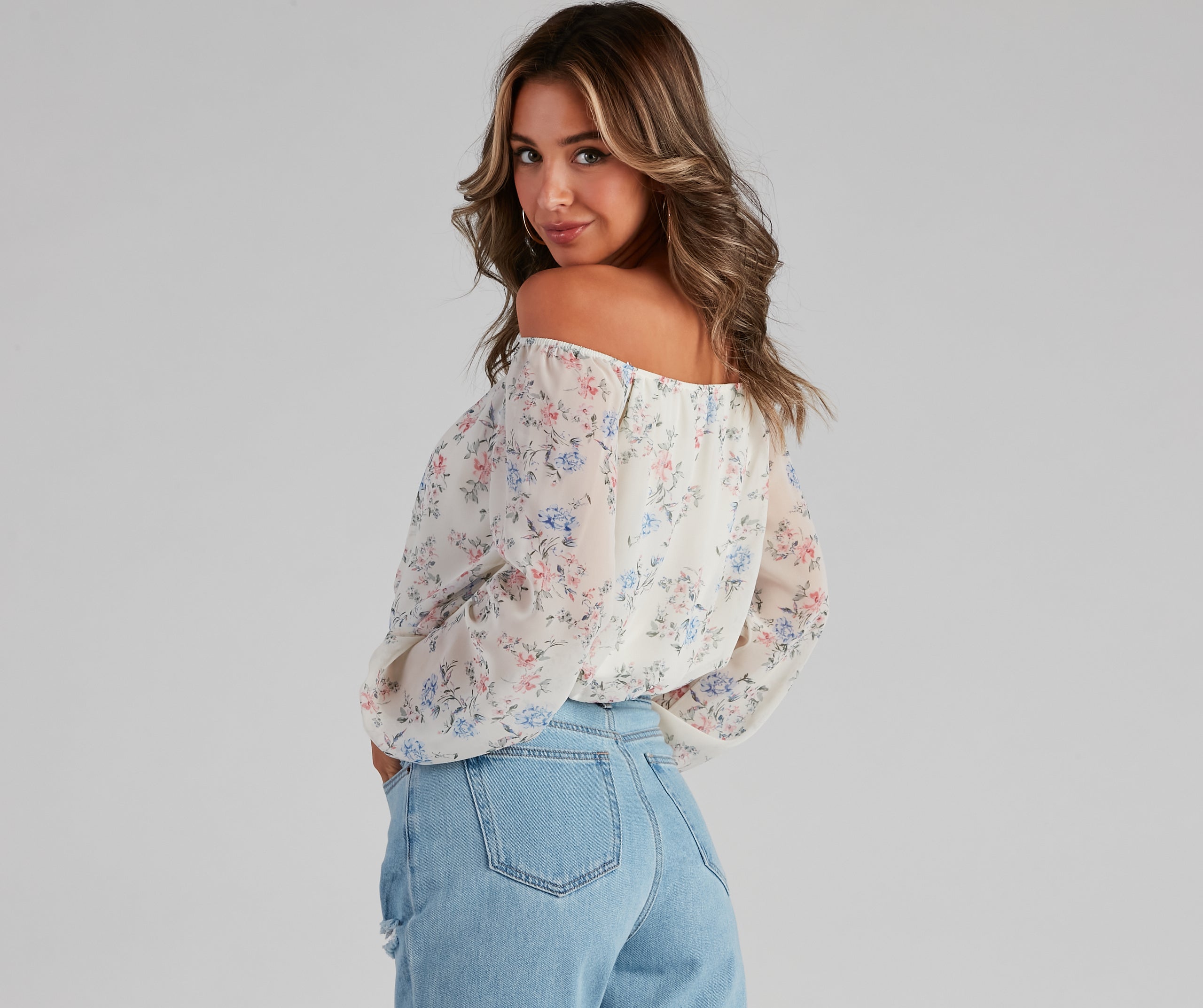 Flower Bundles Chiffon Blouse