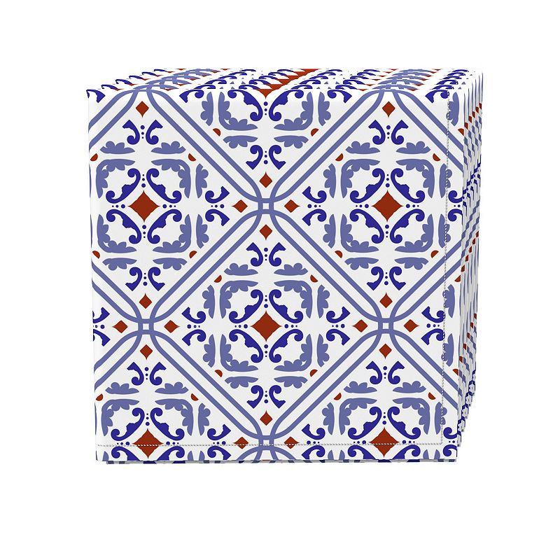 Napkin Set of 4， 100% Cotton， 20x20， Ceramic Tile Pattern