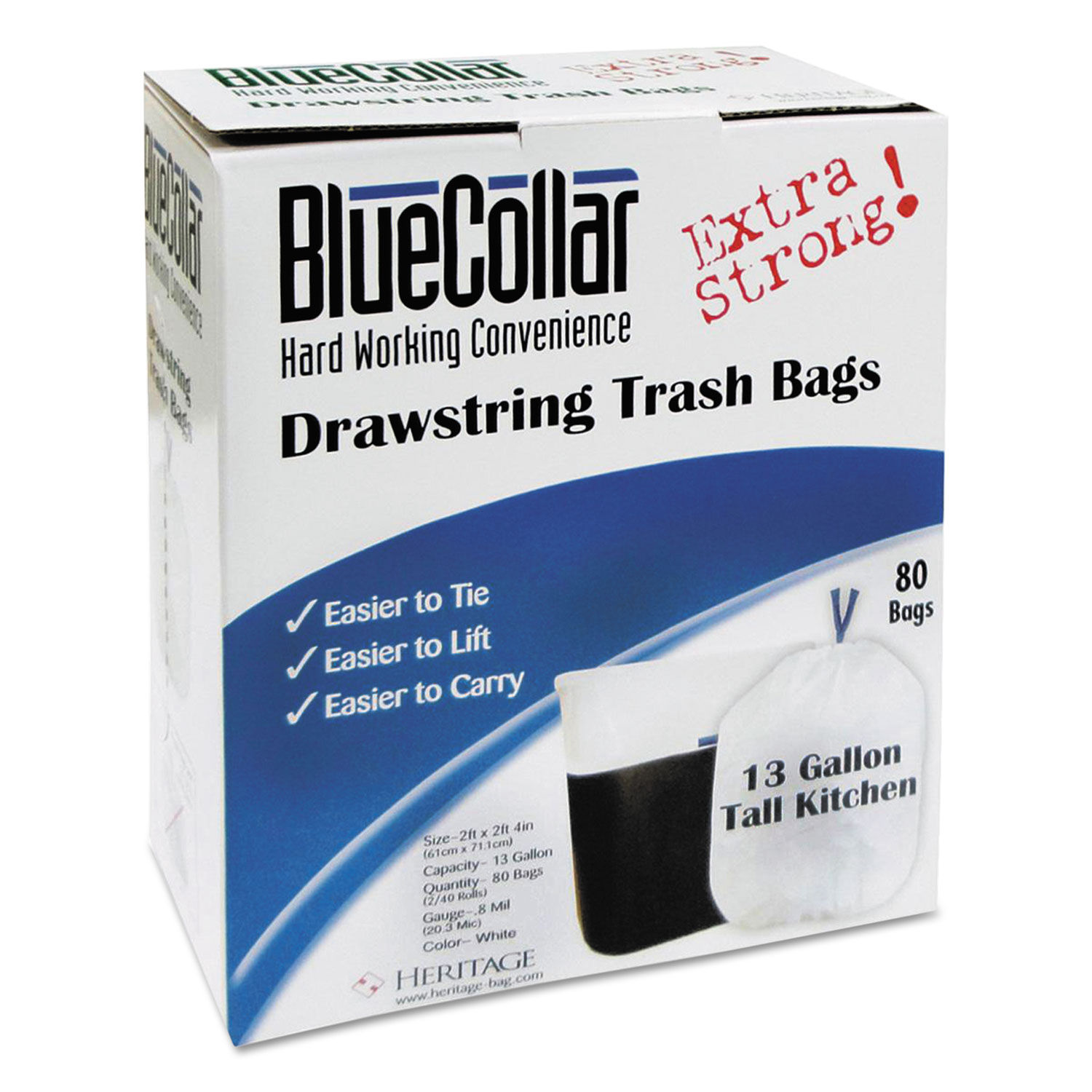 Drawstring Trash Bags by BlueCollar HERN4828EWRC1CT