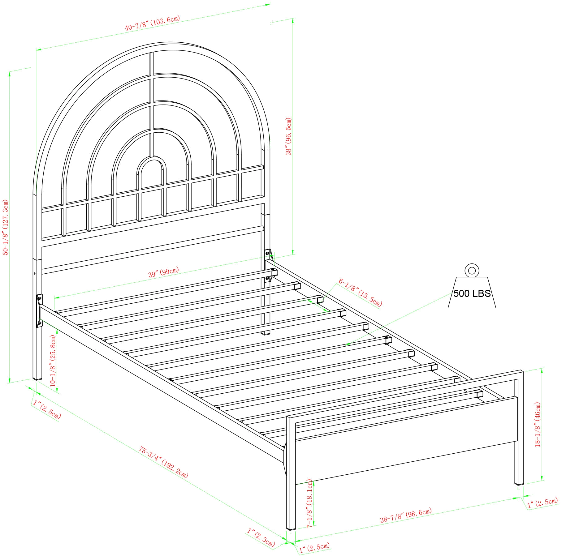 Jody White Metal Twin Bed