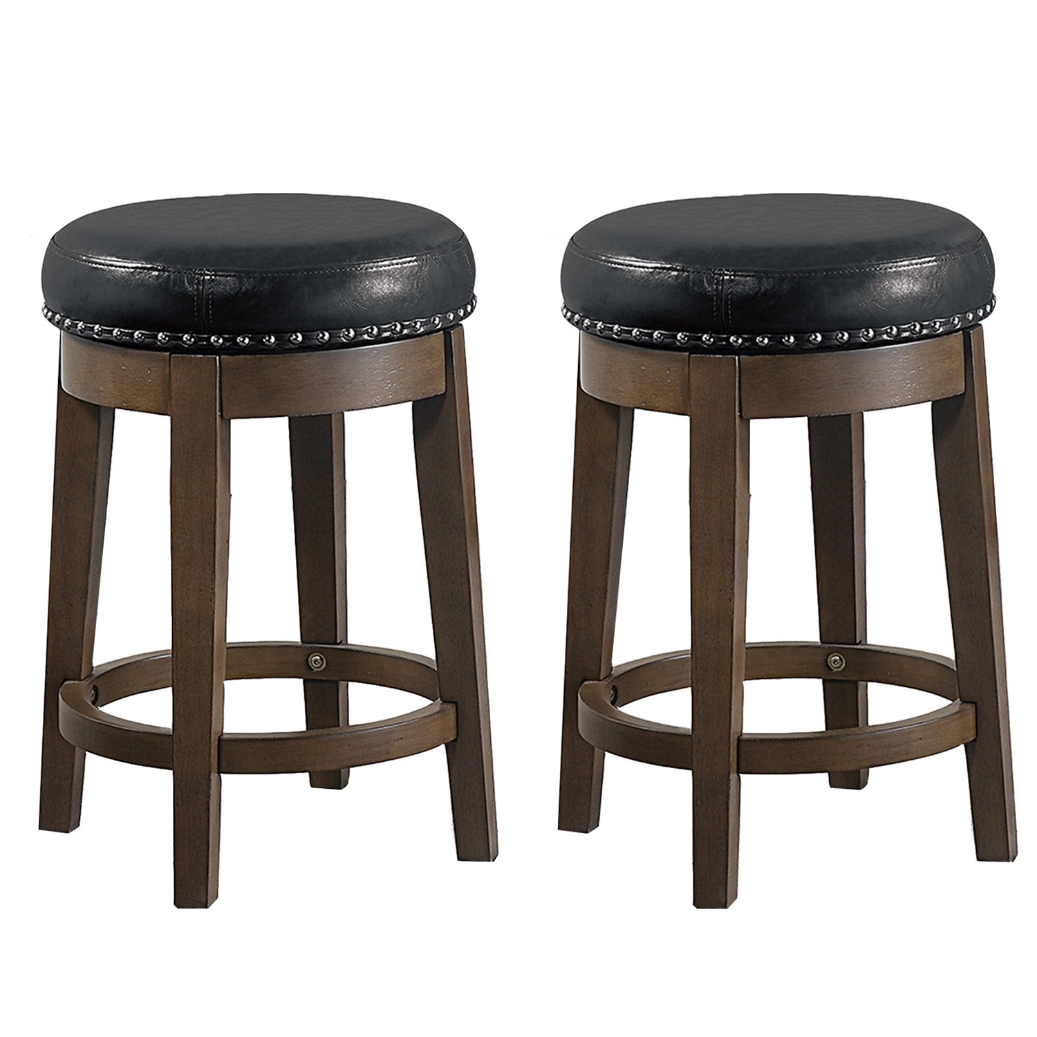 Set of 2 24 -inches PU Swivel Stool