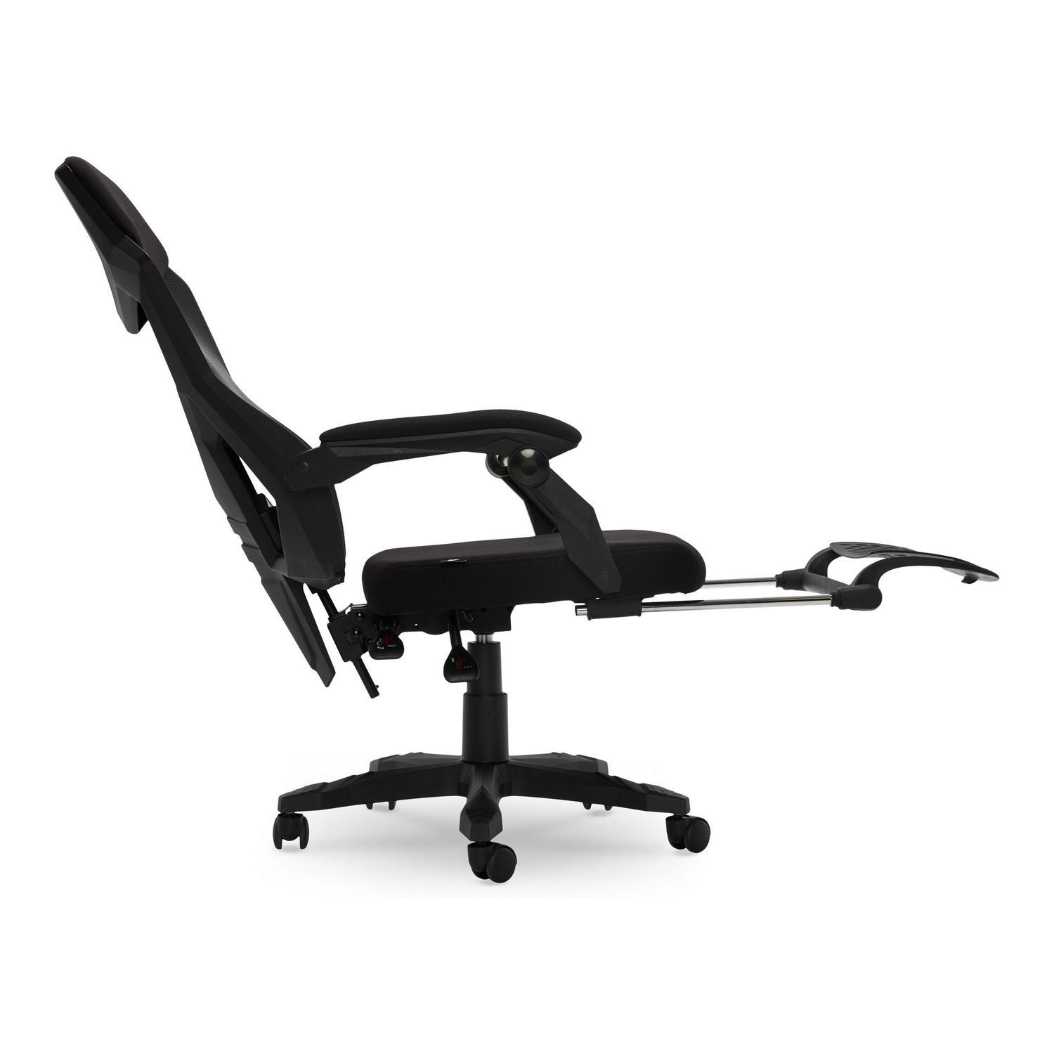 Gamer Gear Gaming Office Chair with Extendable Leg Rest Black Fabric Upholstery  Crowdfused