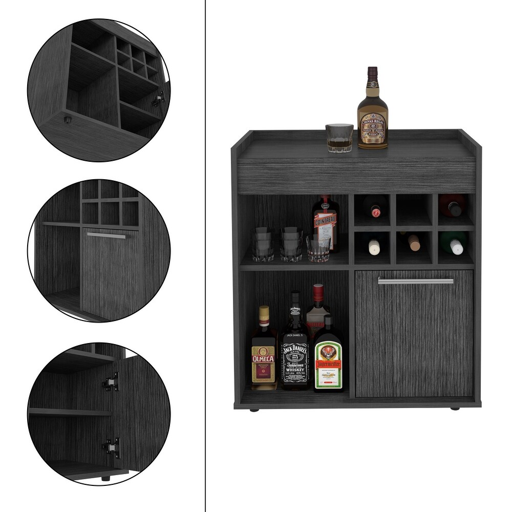 Bar Cabinet With Two Concealed Shelves And Six Wine Cubbies