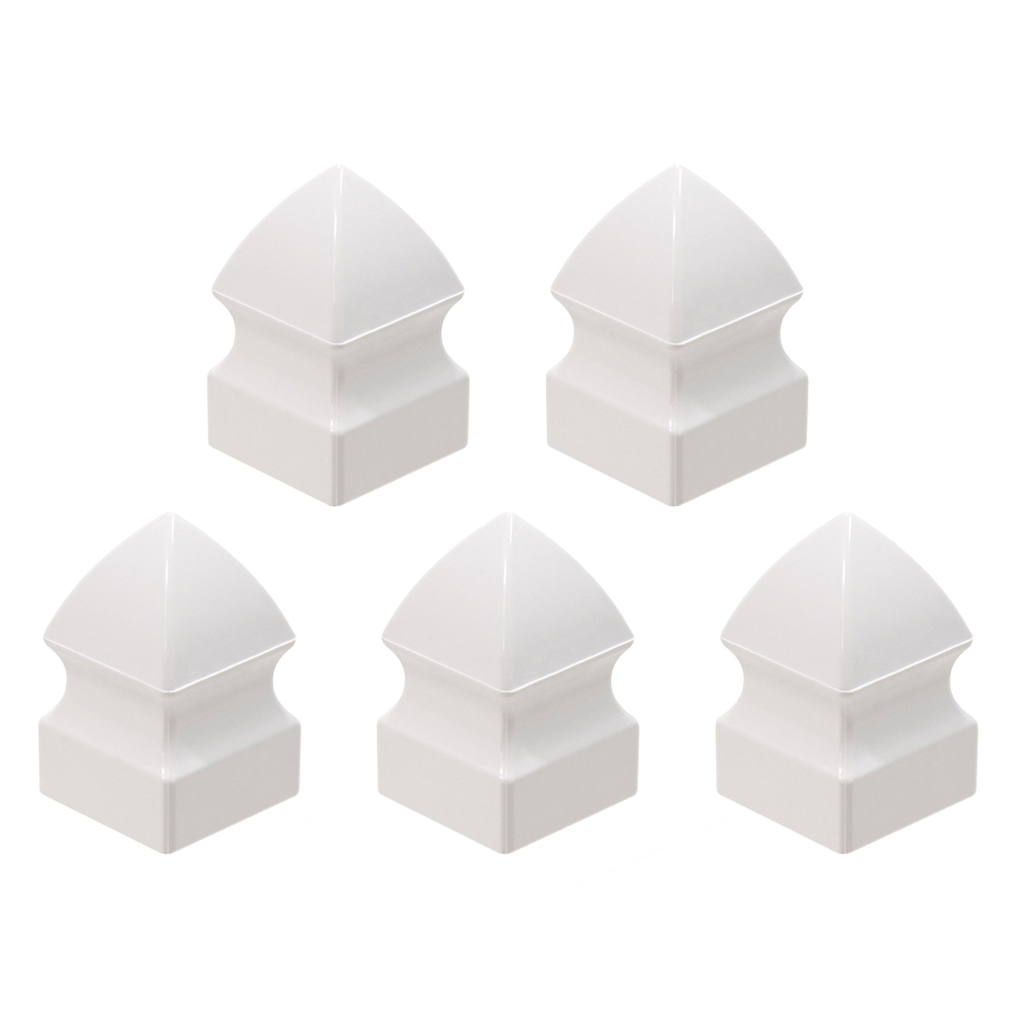 Plum Fittings 1" x 1" Gothic Vinyl Picket Fence Caps | Pack of 5 | White