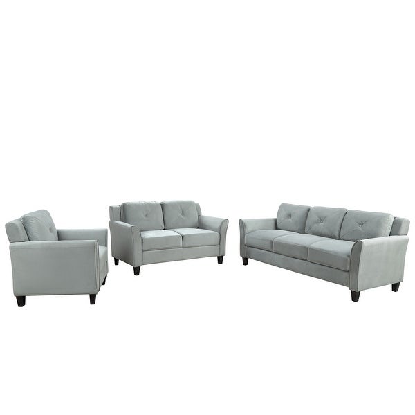 3 Pcs Sets Sofa Polyester Blend Button Tufted Loveseat and Armchair