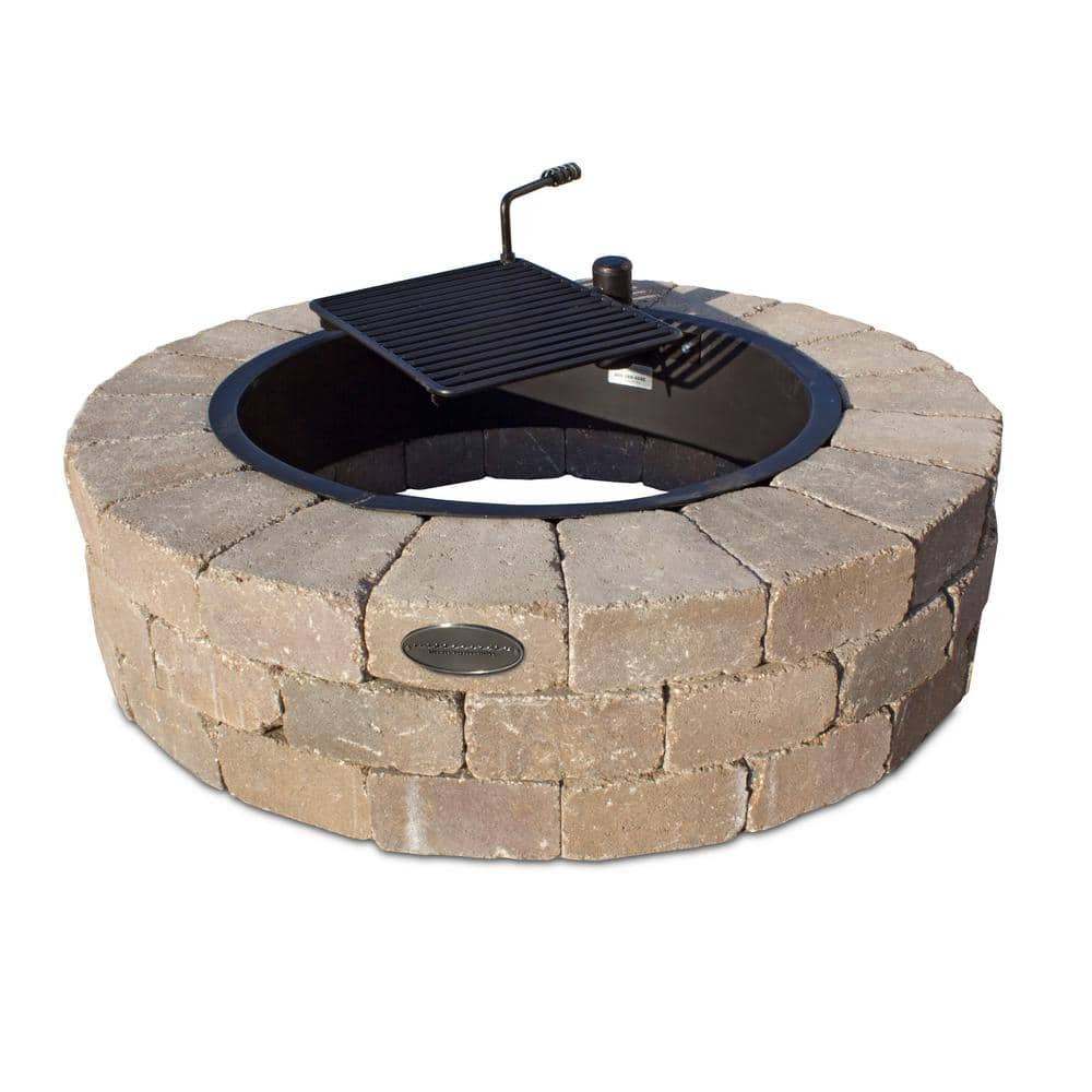 Necessories Grand 48 in. W x 12 in. H Round Concrete Beechwood Fire Pit Kit with Cooking Grate 3500005