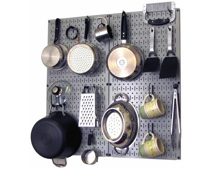 Wall Control Gray Panel Kitchen Pegboard Wall Organizer 30KTH200G