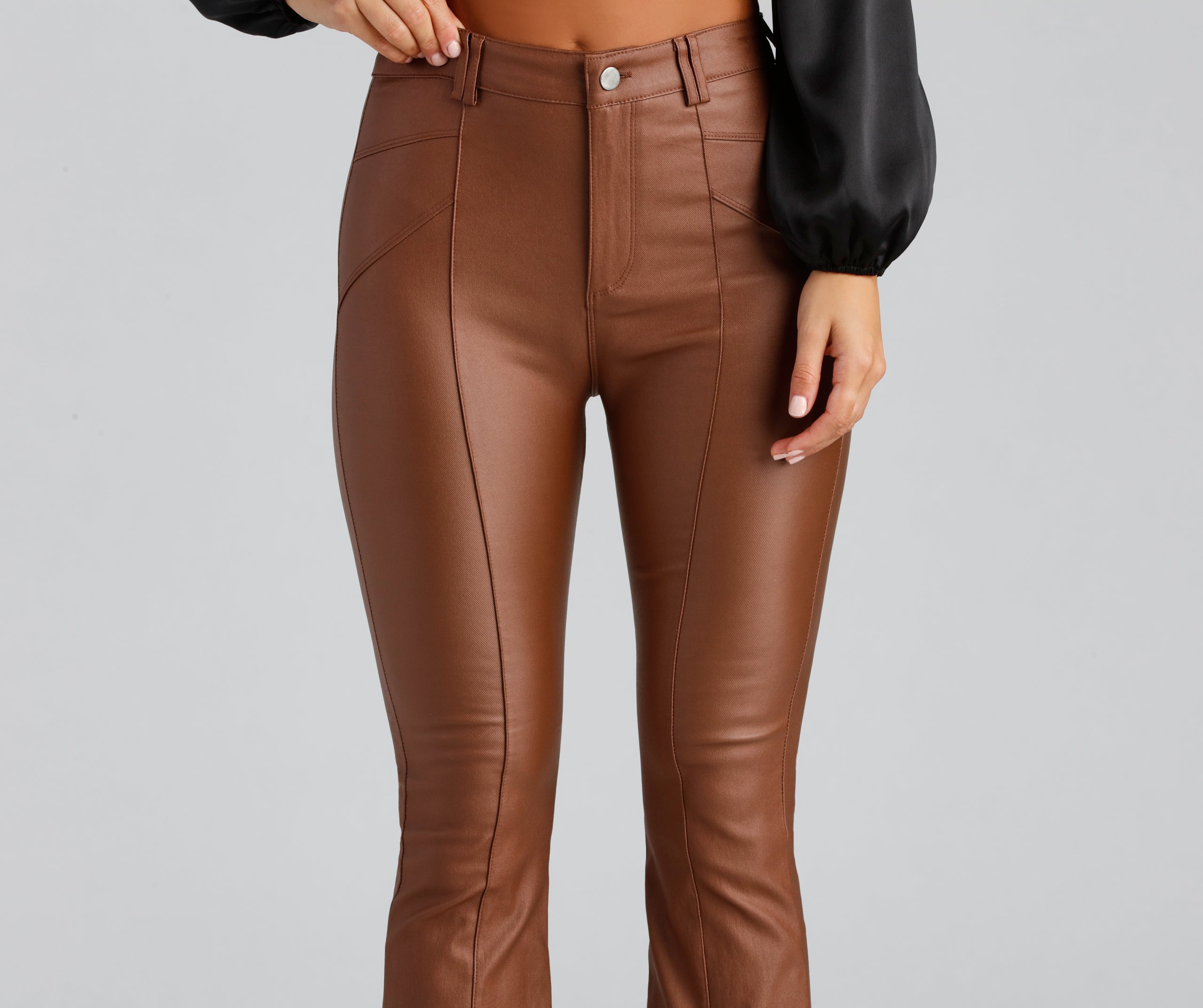 Coated In Chic Seam Flare Pants