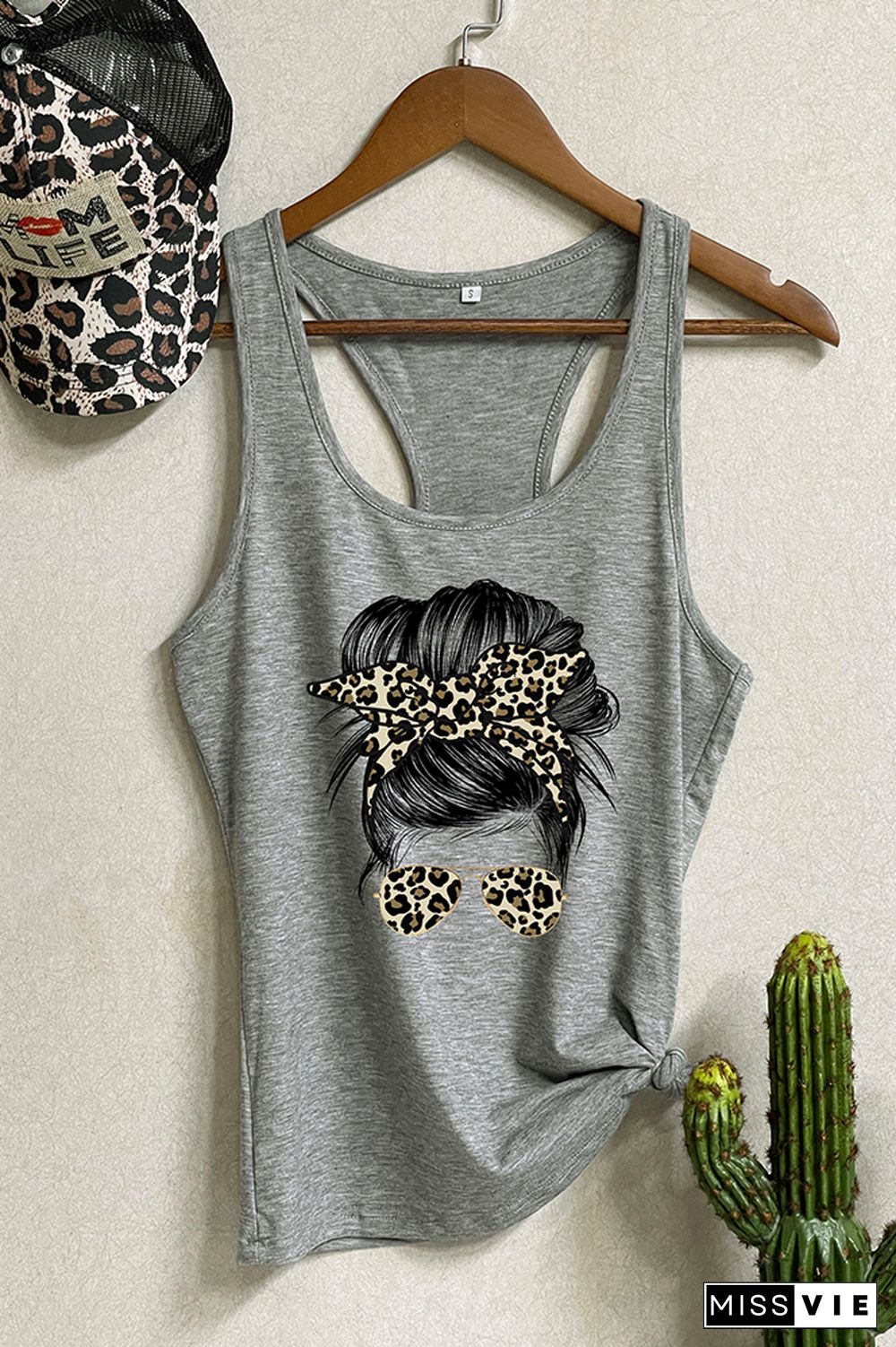 mama Leopard Print Sleeveless Tank Top Wholesale