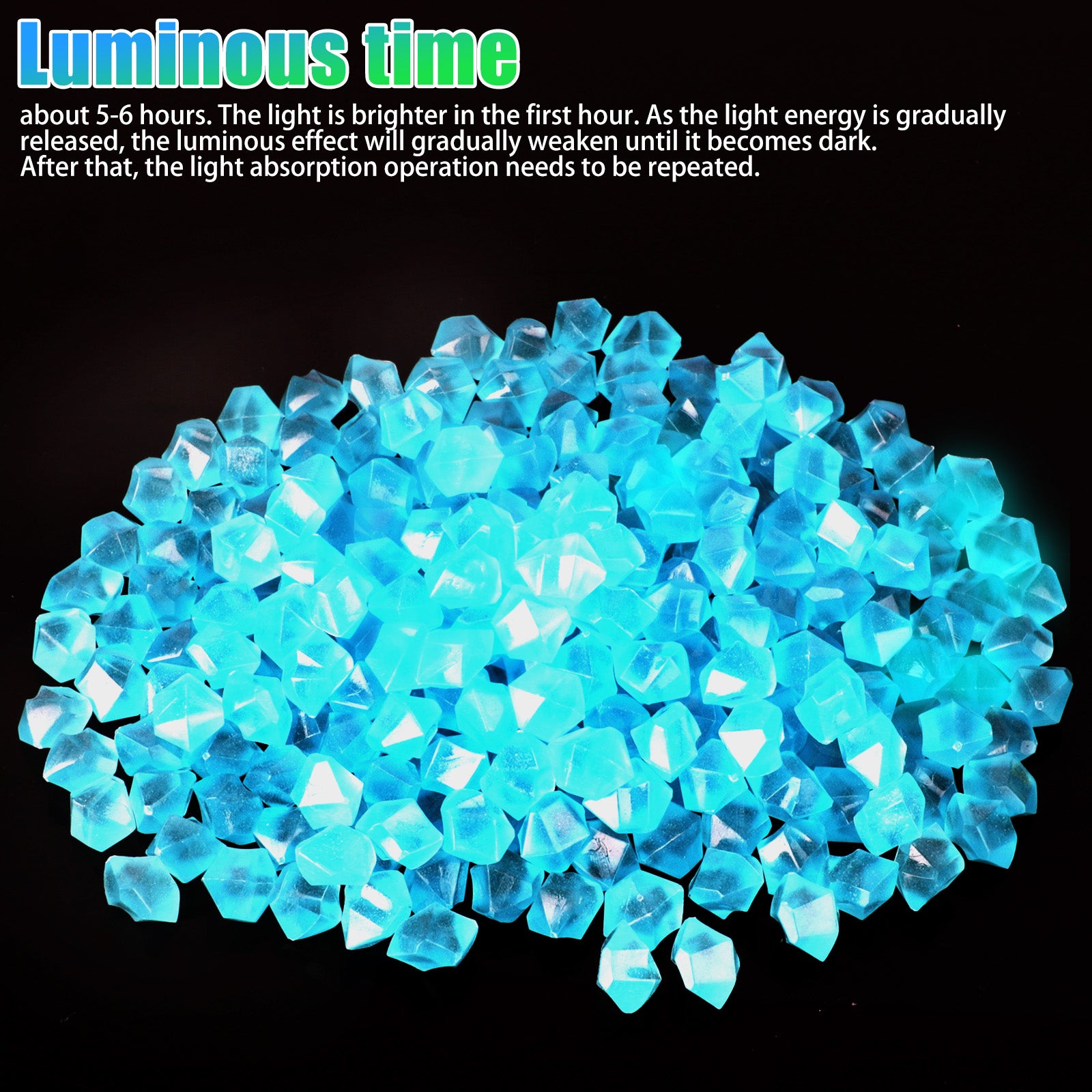 PASEO 300/600Pcs Glow in The Dark Garden Pebbles Stones, Rocks Indoor Outdoor Decor Luminous Stone for Yard Walkways Lawns Garden Fish Tank Aquarium Decorative Driveway,Blue