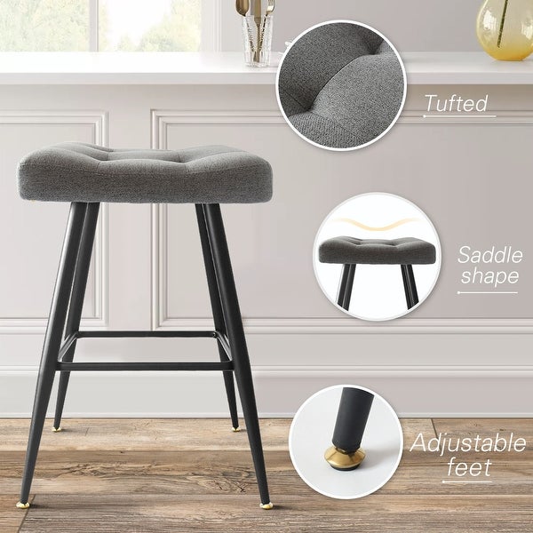 KOSSMAI Set of 2 Upholstered Fabric Counter Bar Stool