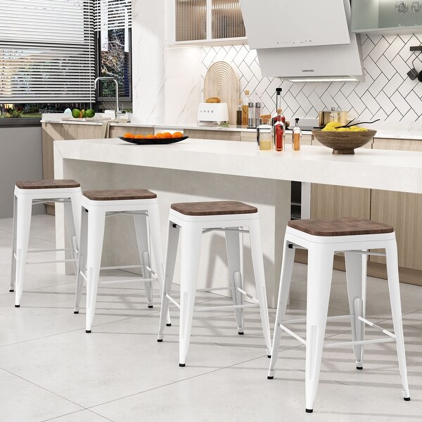 Andeworld Bar Stools 24 Inches ，Backless Bar Stools Set of 4