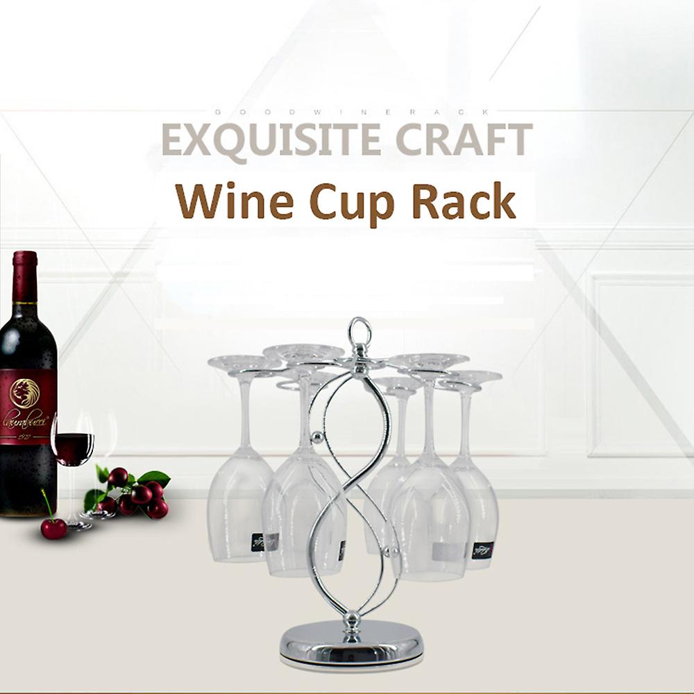 Jyf-004 Goblet Holder Wine Cup Rack Red Wine Glass Cup Standing With 6 Hooks Stainless Steel Hanging Drinking Glasses Rack For Restaurant Bar Party