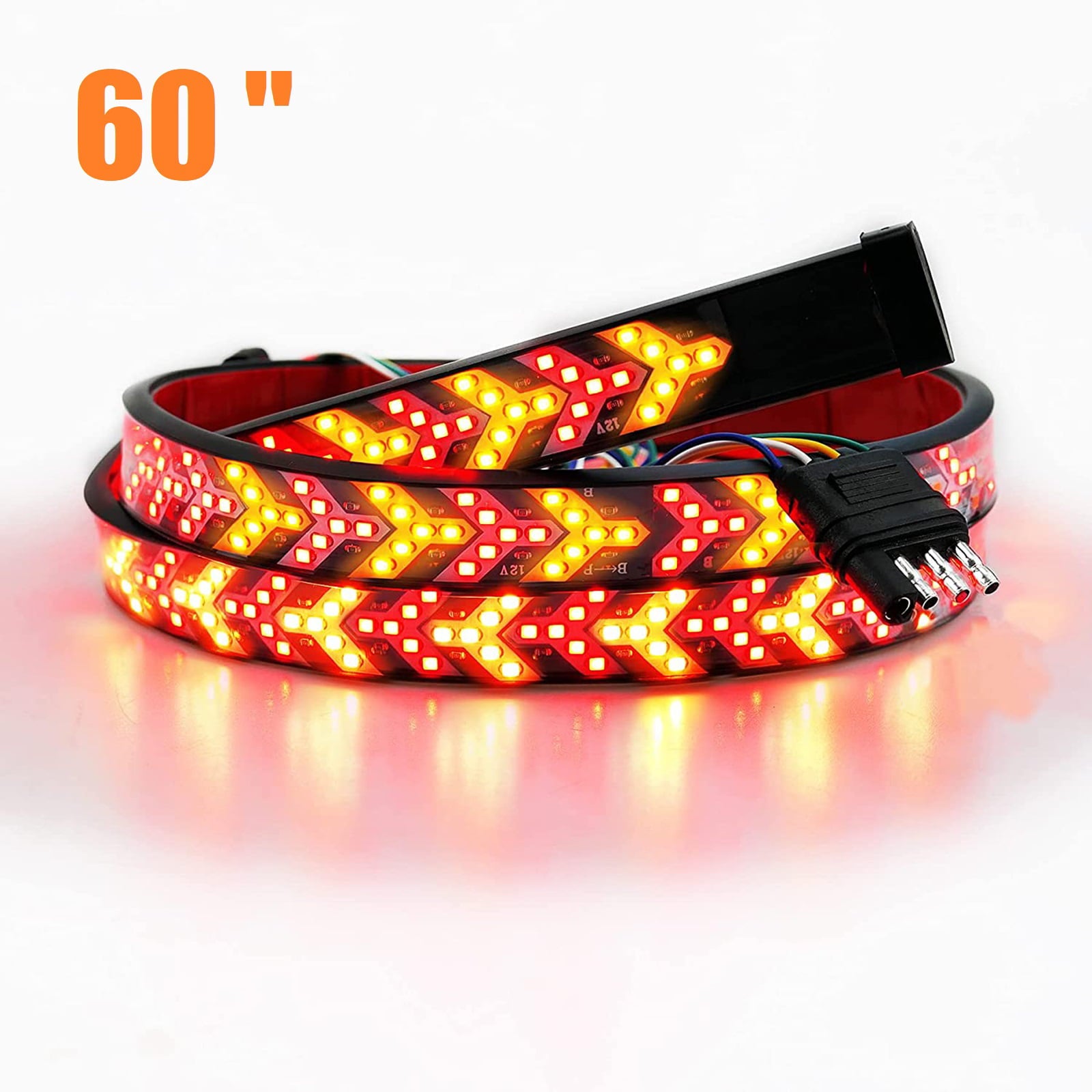 60/48inch Truck Tailgate Side Bed Light Strip Bar， TSV LED Turn Signal Brake Reverse Lights for 12V Trailer Pickup Jeep RV Van Dodge Ram Chevy GMC， Waterproof Tailgate LED Light Strip Bar