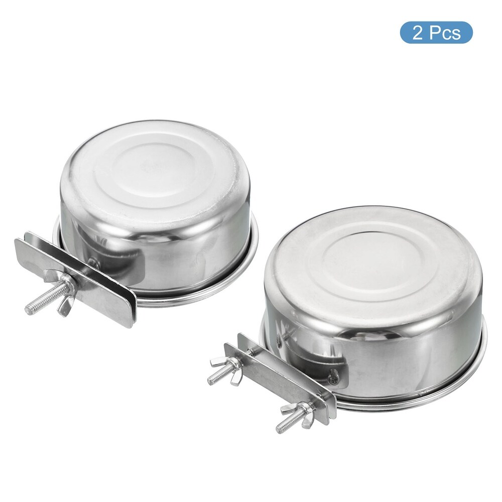 1 Set Bird Feeding Dish Cup Stainless Steel Parrot Feeder Water Bowl