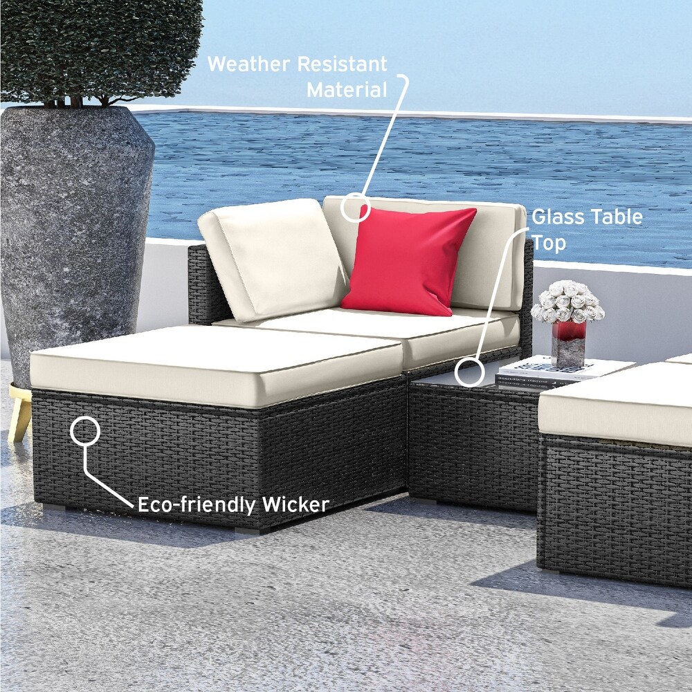 Nestl 5 Piece Outdoor Wicker Patio Furniture Set   Patio Furniture Set with Sectional Patio Seating