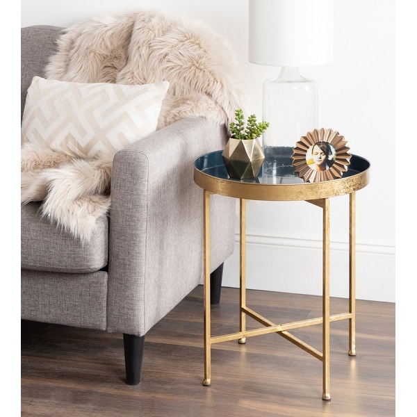 Kate and Laurel Celia Round Metal Side Table - 18.25x18.25x22