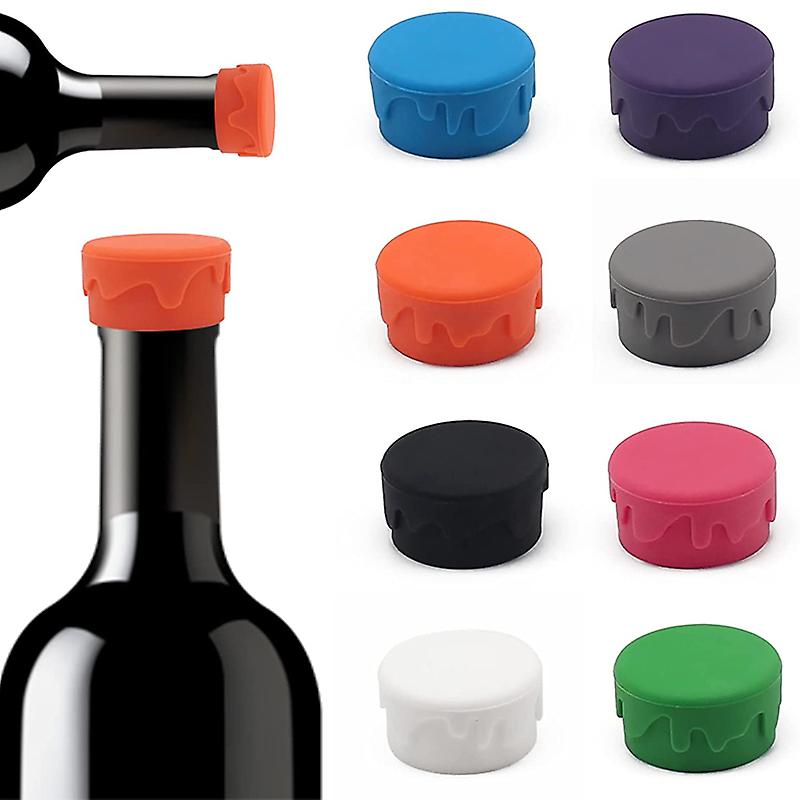 8PCS Wine Stoppers， Reusable Silicone Wine Corks， Silicone Wine Bottle Stopper for Beverages Beer Champagne Bottles