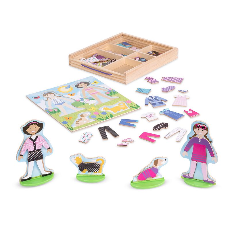 Melissa and Doug Best Friends Magnetic Dress-Up Wooden Dolls Set