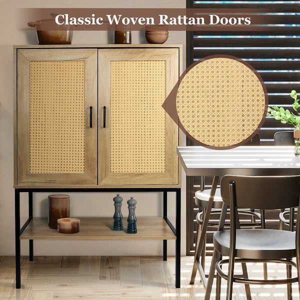 2 Rattan Doors Free Standing Sideboard