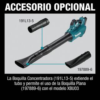 Makita 116 MPH 459 CFM 18V LXT Lithium-Ion Brushless Cordless Leaf Blower with bonus Blower Nozzle and Flat End Nozzle XBU03Z191L13519