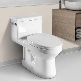 Satico 12 in. Rough-In 1-Piece Single 1.28 GPF Single Flush Elongated 1-Piece Toilet in. White (Seat Included) WHTT17T