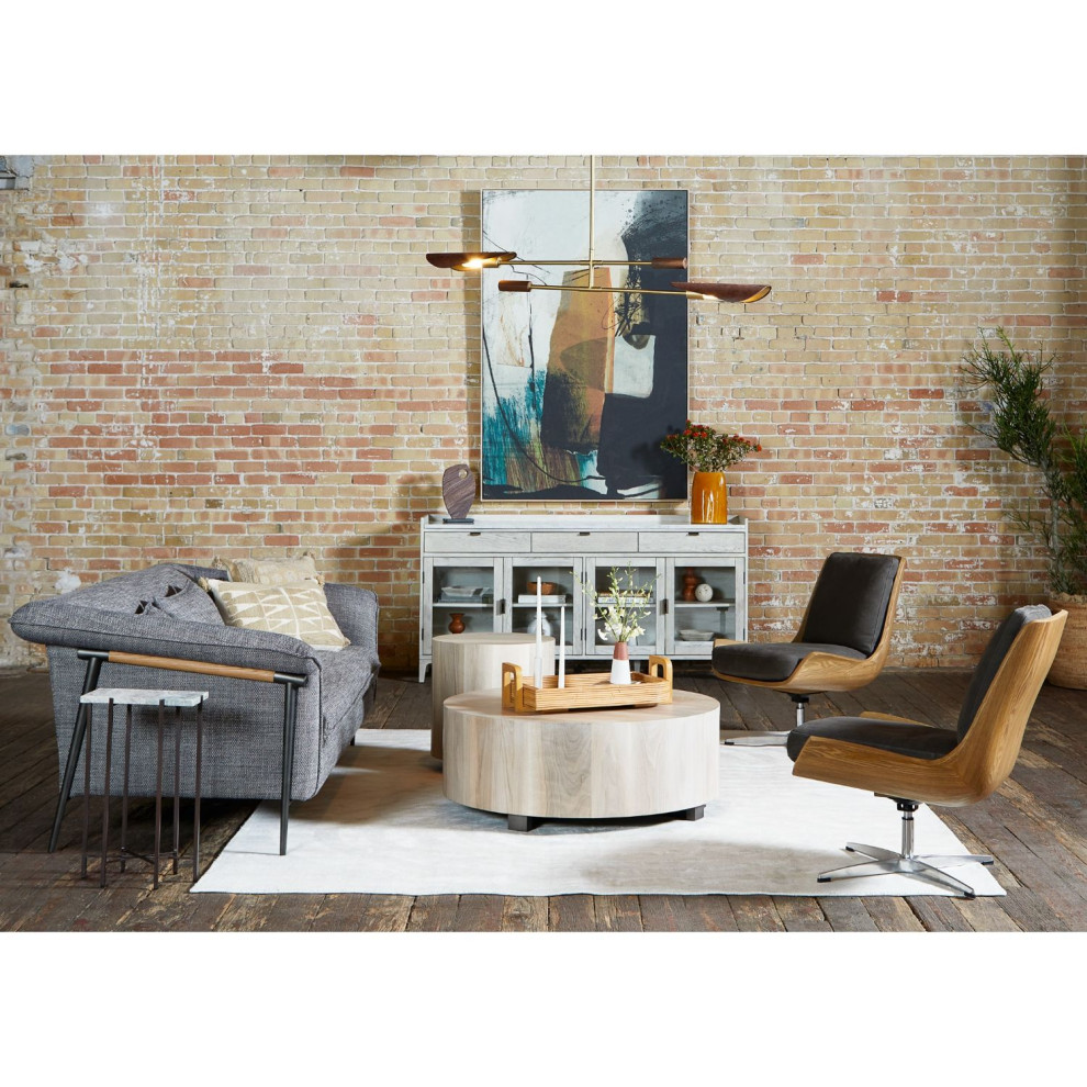 Hudson Round Ashen Walnut Coffee Table   Transitional   Coffee Tables   by Zin Home  Houzz