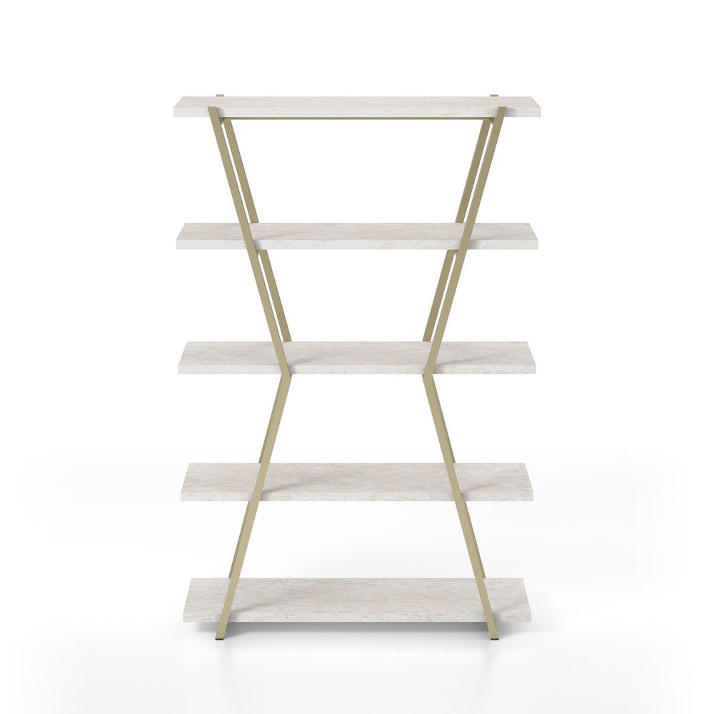 Epstewin Modern 5 Shelf Metal Frame Bookcase/Room Divider by Silver Orchid