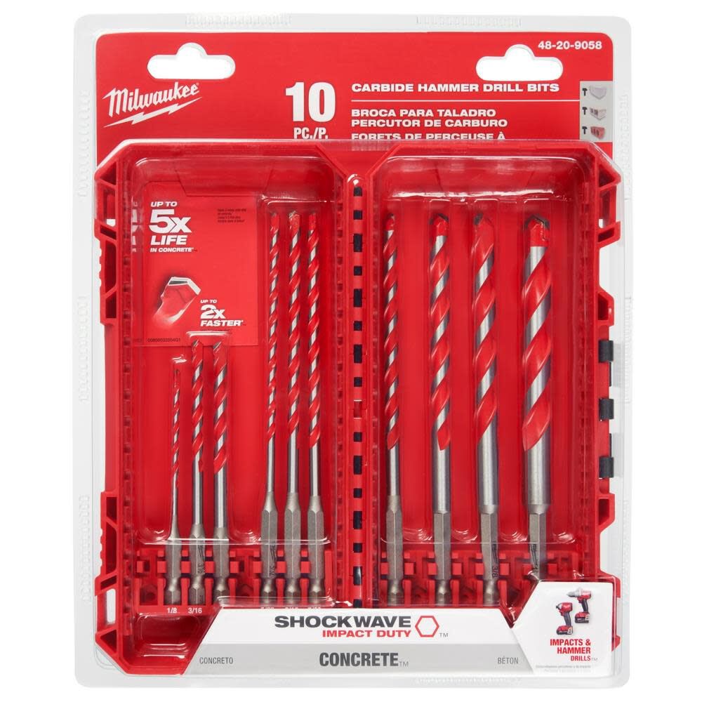 Milwaukee 10pc. SHOCKWAVE Impact Duty Carbide Hammer Drill Bit Kit 48-20-9058 from Milwaukee