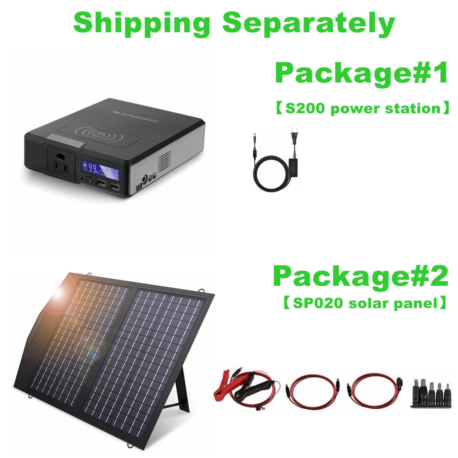 ALLPOWERS 200W 154Wh Portable Power Station with Foldable Solar Panel Kit, Wireless Charging, Solar Generator Battery Charger Power Bank for Phone, Laptop, Pad, Camera, Drone