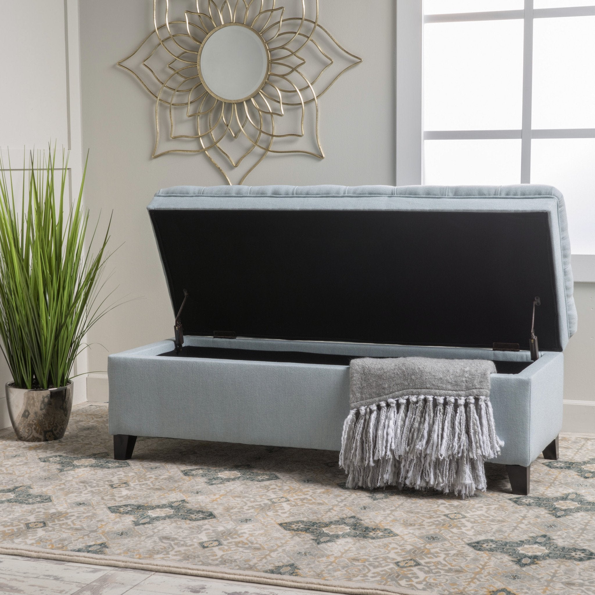 Laguna French Style Tufted Fabric Storage Ottoman Bench