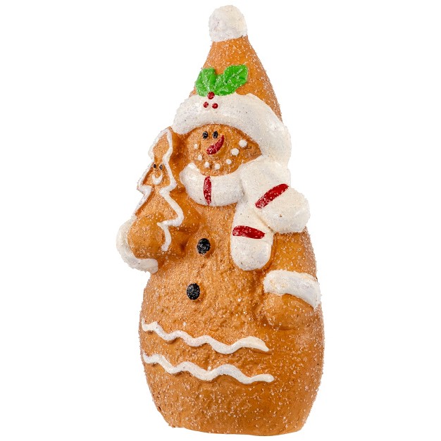 Frosted Gingerbread Snowman With Cookie Tree Christmas Figurine