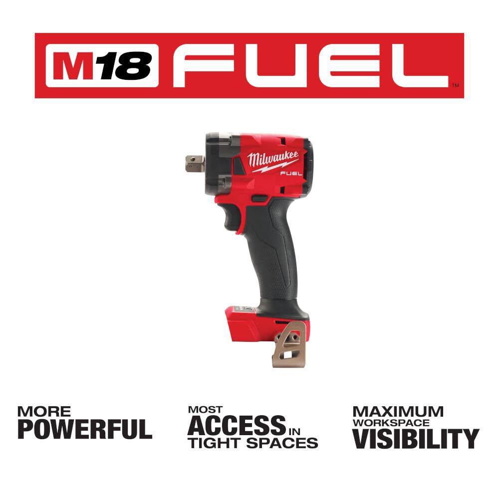 Milwaukee M18 FUEL 1/2 Compact Impact Wrench with Pin Detent 2855P-20 from Milwaukee