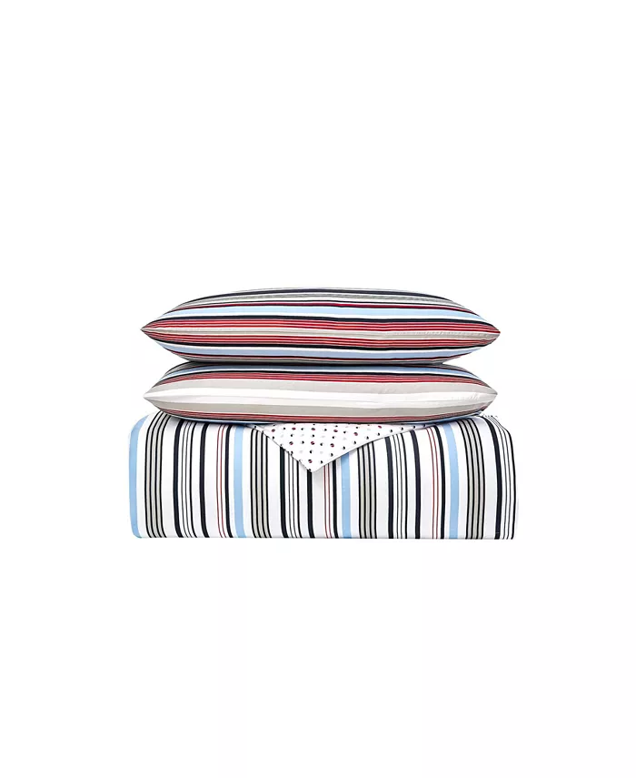 Tommy Hilfiger Tommy Mustique Strip Duvet Cover Set， Twin