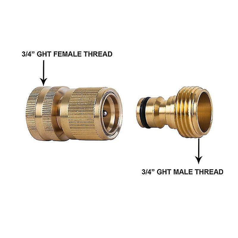 Brass Hose Connector With Female Thread 2 Pieces 3/4 Inch And Brass Tap Connector With Male Thread Quick Connector， Threaded Tap Adapter