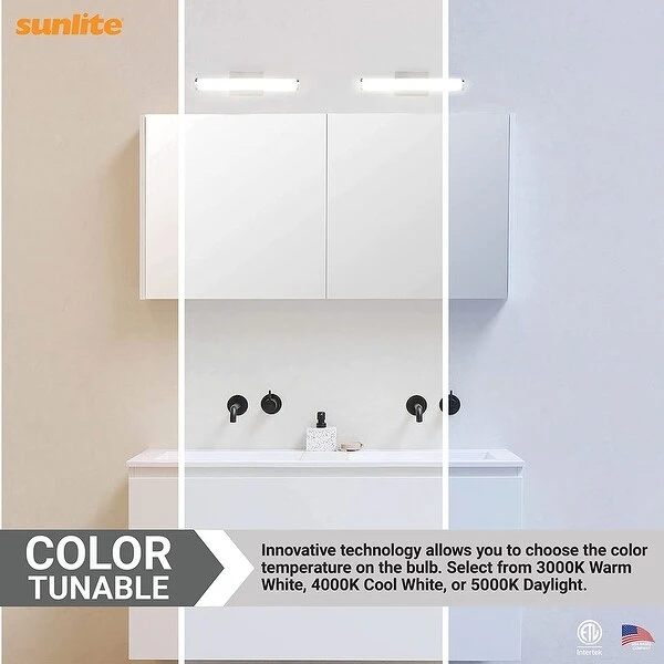 Sunlite 18 in. Brushed Nickel LED with Adjustable CCT 3000K 4000K 5000K Dimmable 1400 Lumen Linear Bar Vanity Light