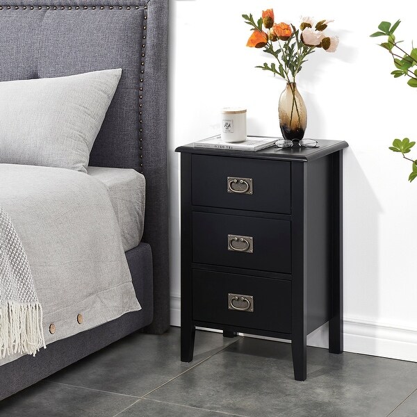 Modern 3-Drawer Wood Nightstands Set of 2 - - 36041255