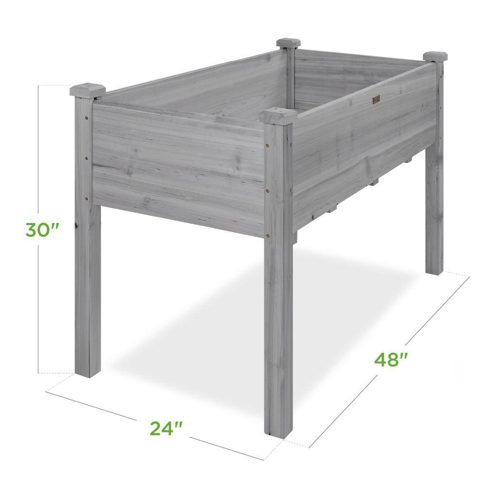 Best Choice Products 48 in. x 24 in. x 30 in. Wood Raised Garden Bed - Gray SKY6395