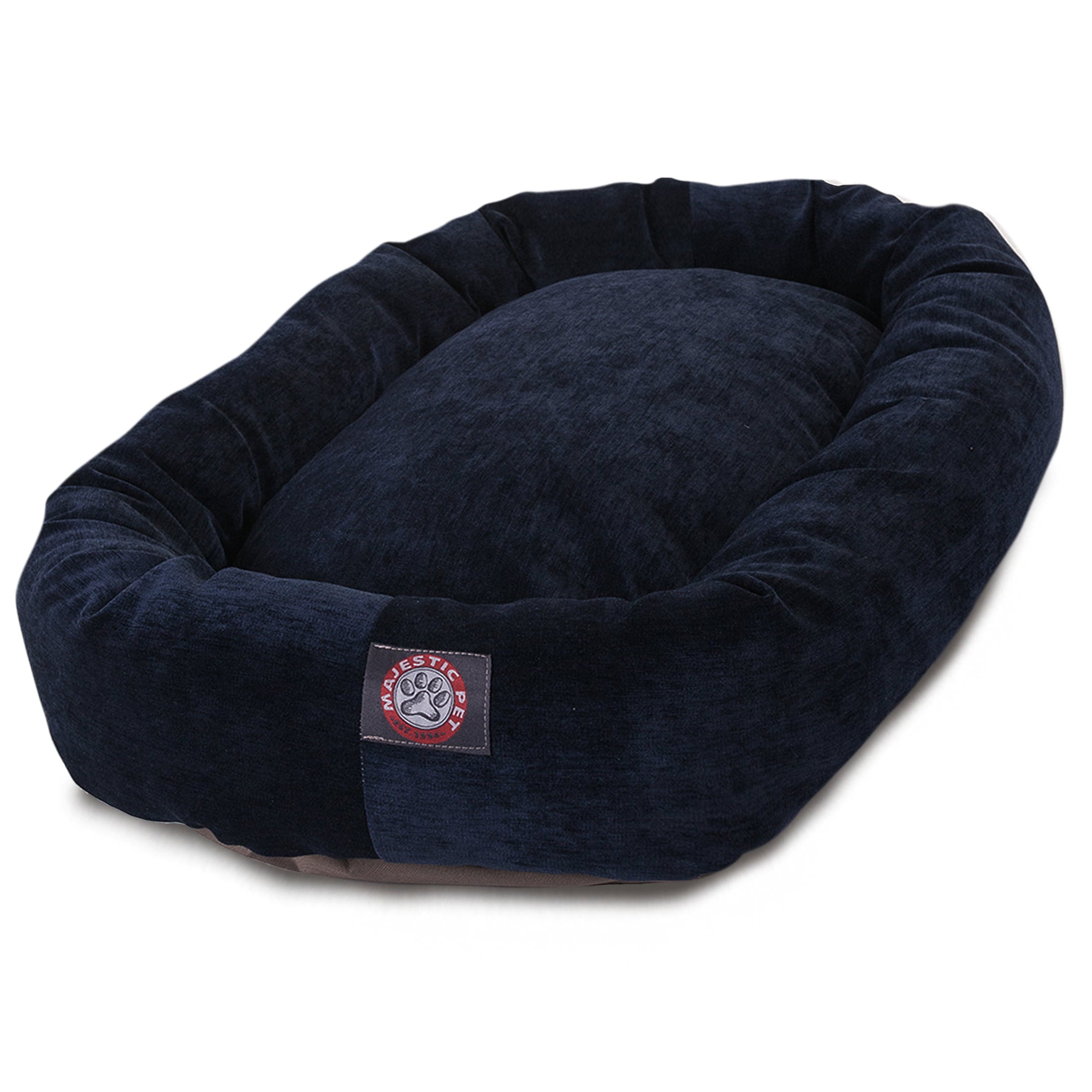 Majestic Pet | Villa Velvet Bagel Pet Bed For Dogs， Navy， Extra Large