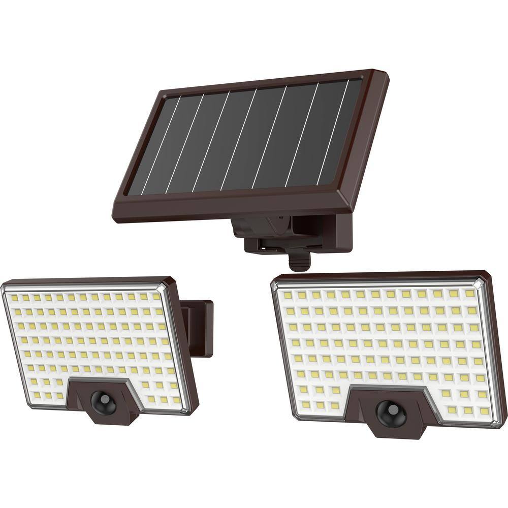 Pinegreen Lighting 2-Head 8-Watt Motion Activated 1000 Lumen LED Brown Solar Outdoor Area Light CL-SM1000L-2H