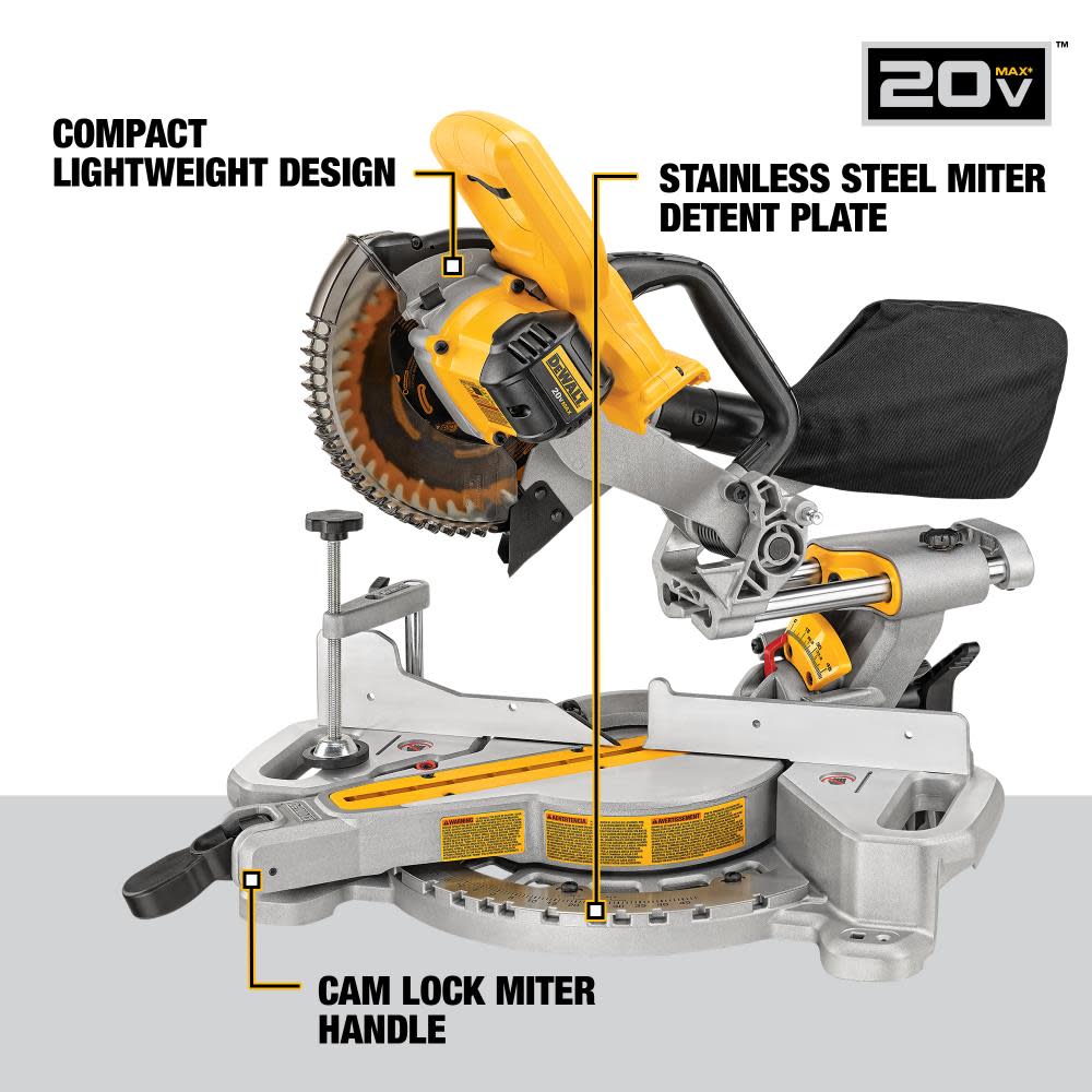 DEWALT 7-1/4 Miter Saw Single Bevel Sliding Compound Bare Tool ;