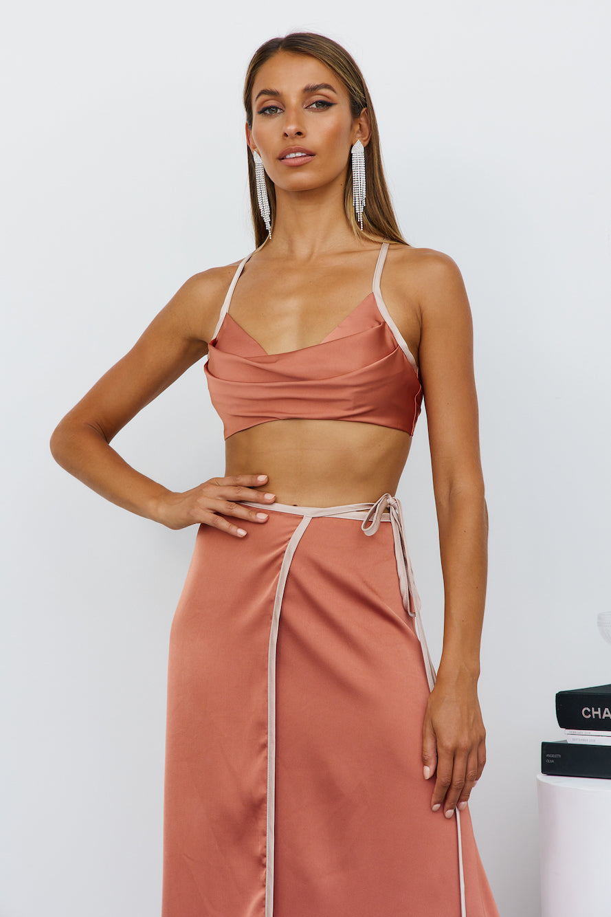 No More Waiting Maxi Skirt Bronze