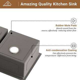 CASAINC Stainless Steel Sink 33 in. 16-Gauge Double Bowl Undermount Workstation Kitchen Sink in Brushed with Accessories CA-3319UT-BS