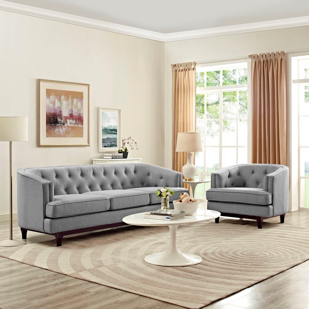 Modern Contemporary Urban Living Sofa 2 Piece Set  Navy Blue  Fabric   Transitional   Living Room Furniture Sets   by House Bound  Houzz